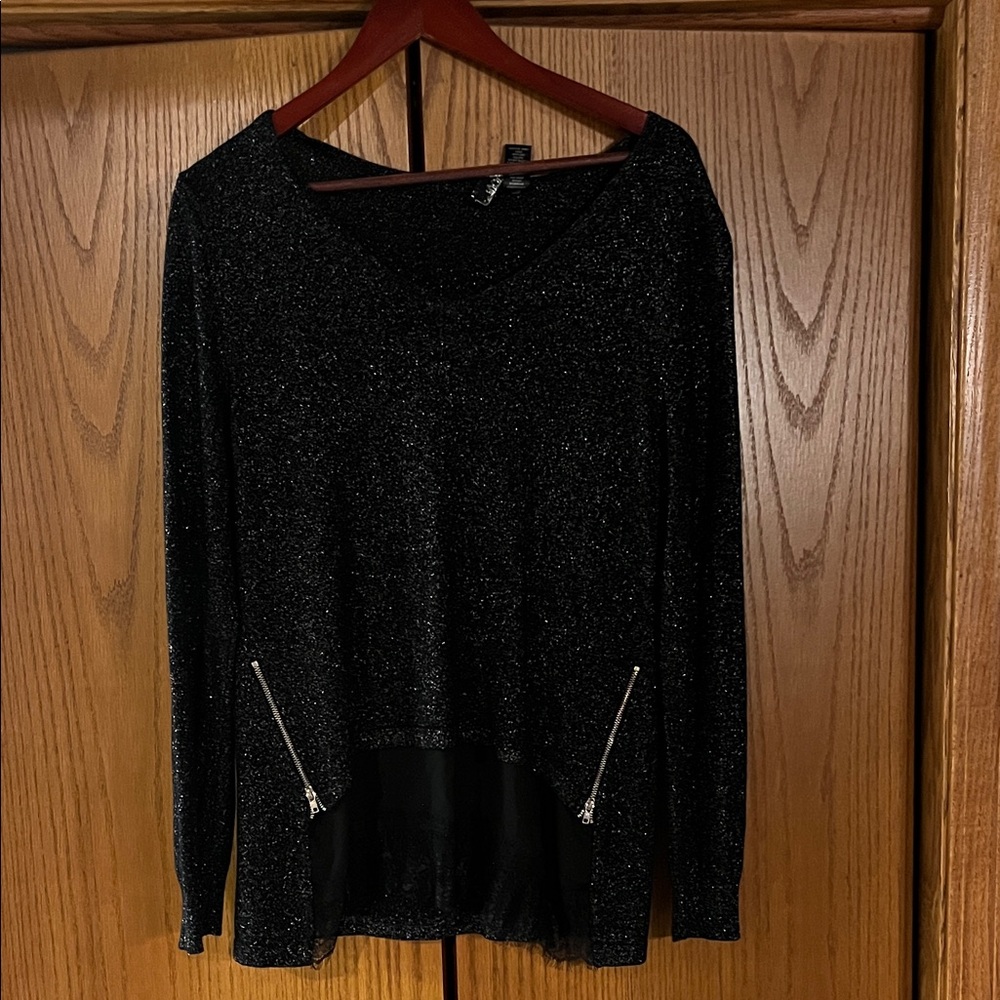 BKE Black Glitter Top
